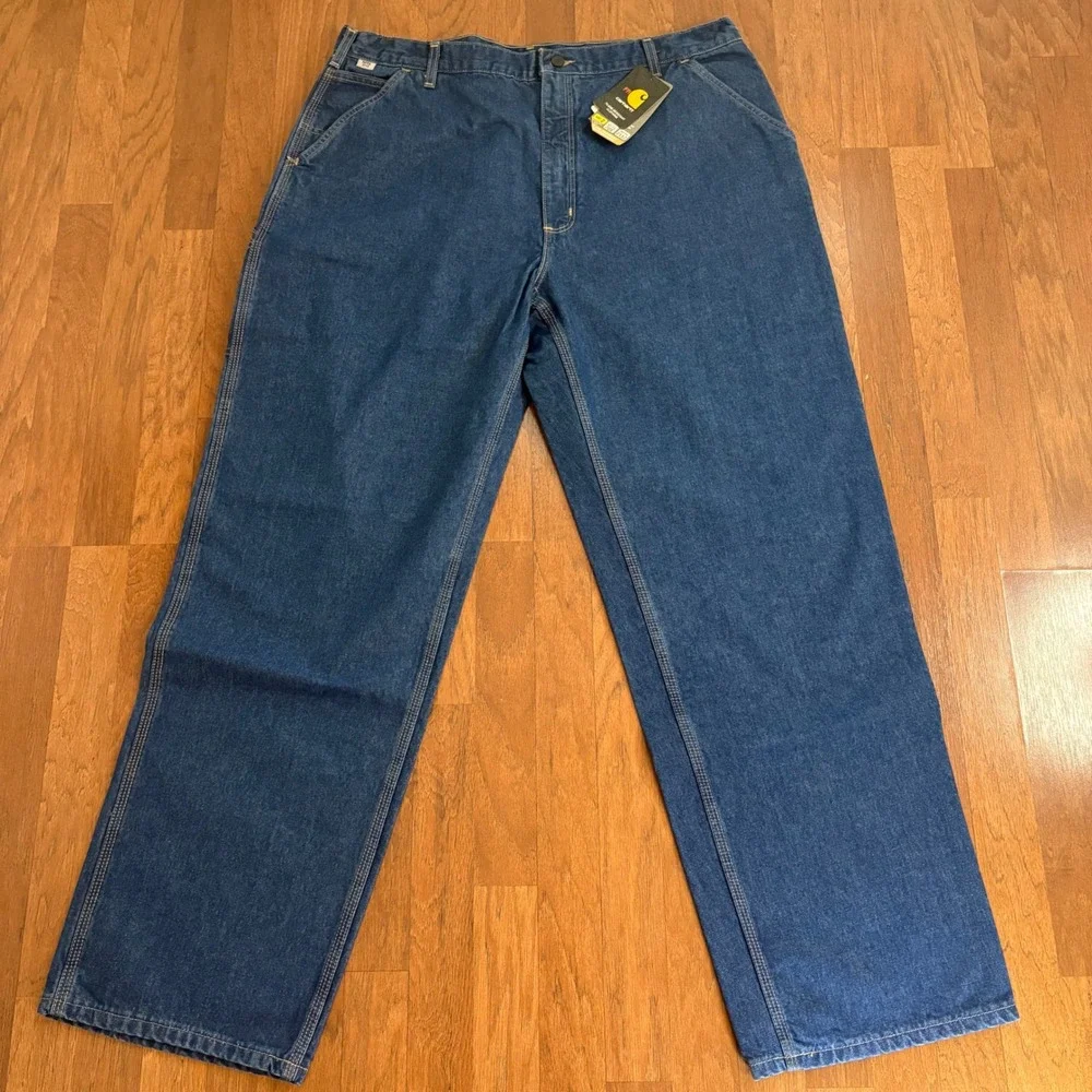 Carhartt FR Flame Resistant Denim Dungaree Jeans 42x34 Blue FRB13 DNM NWT Mens
